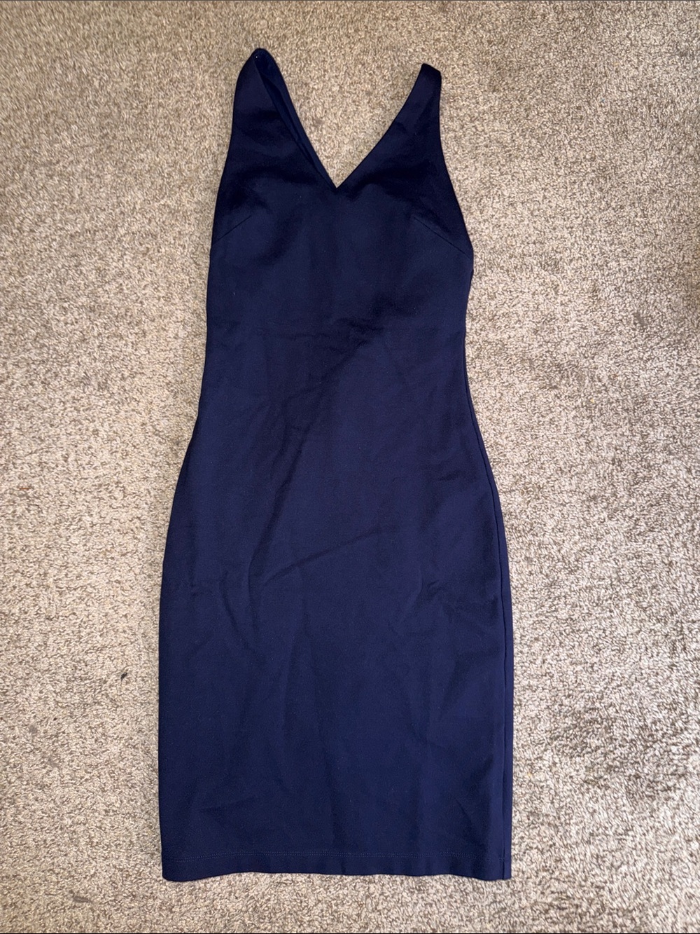 White House Black Market Navy V-Neck Midi Sheath Dress